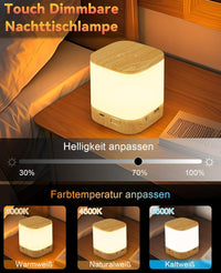ZMH Lampada da tavolo LED effetto legno touch dimmerabile USB ricaricabile 3600mAh 3 temperature colore per camera letto