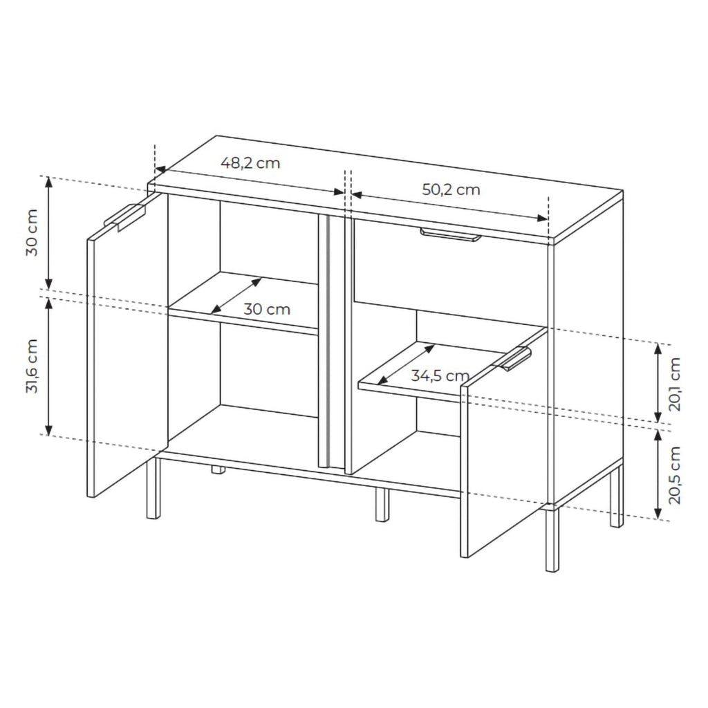 Madia Hame, Credenza un Cassetto, 103x40x81h cm Nero