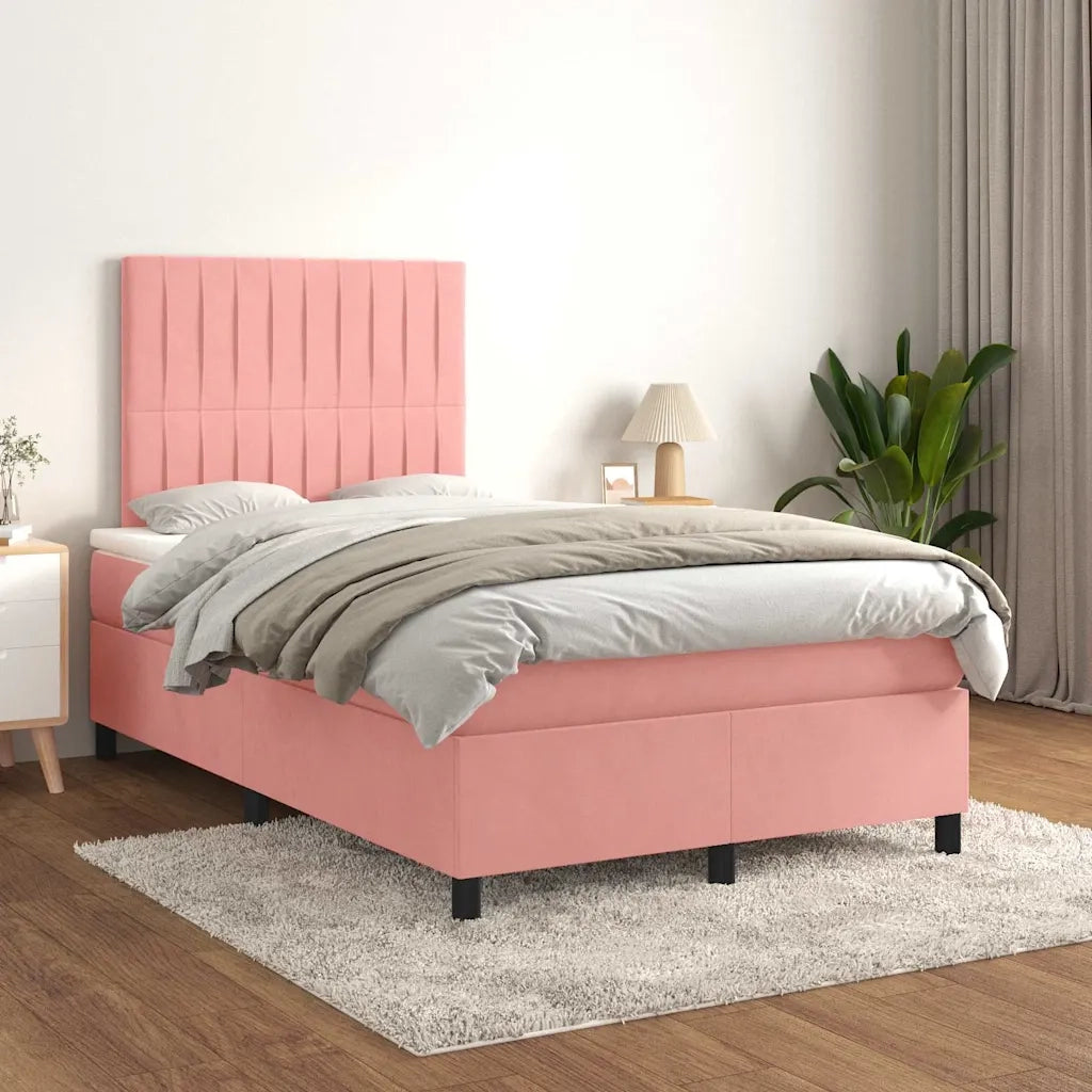 Giroletto a Molle con Materasso Rosa 120x190 cm in Vellutocod mxl 115640