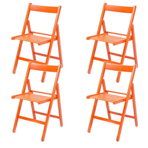 Set 4 Sedie pieghevoli 42,5x47,5x79 cm Penelope in legno arancio