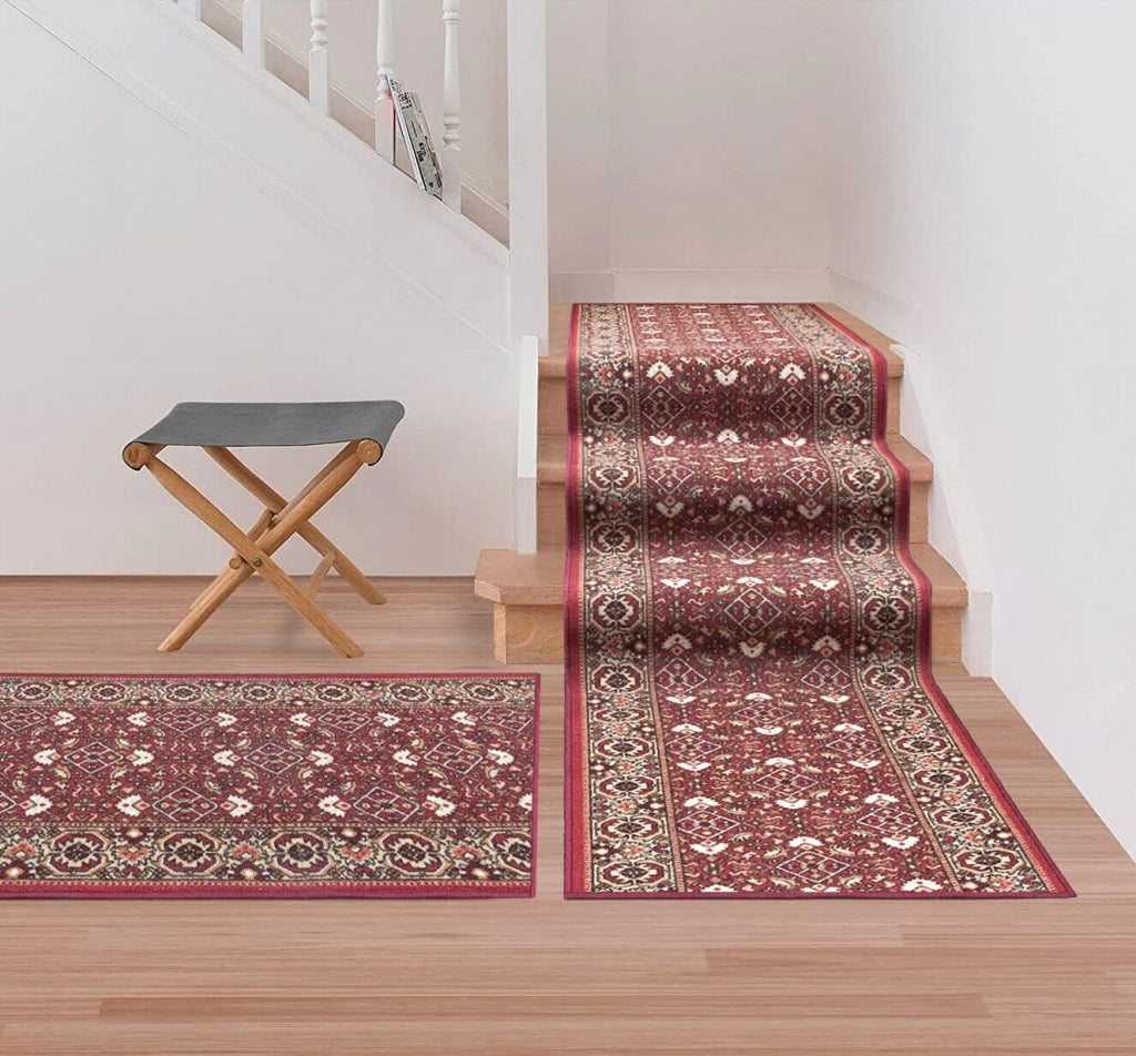 Passatoia Scala Bordata 67x1000 cm Ingresso Corridoio Tappeto Cucina Gradini Bordeaux
