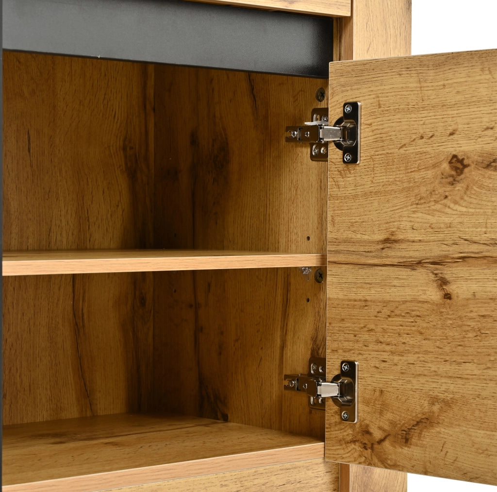 Credenza moderna in effetto legno ondulato con 3 cassetti