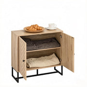Credenza 80x29，5x80 cm MDF metallo nero e legno naturale per sala da pranzo