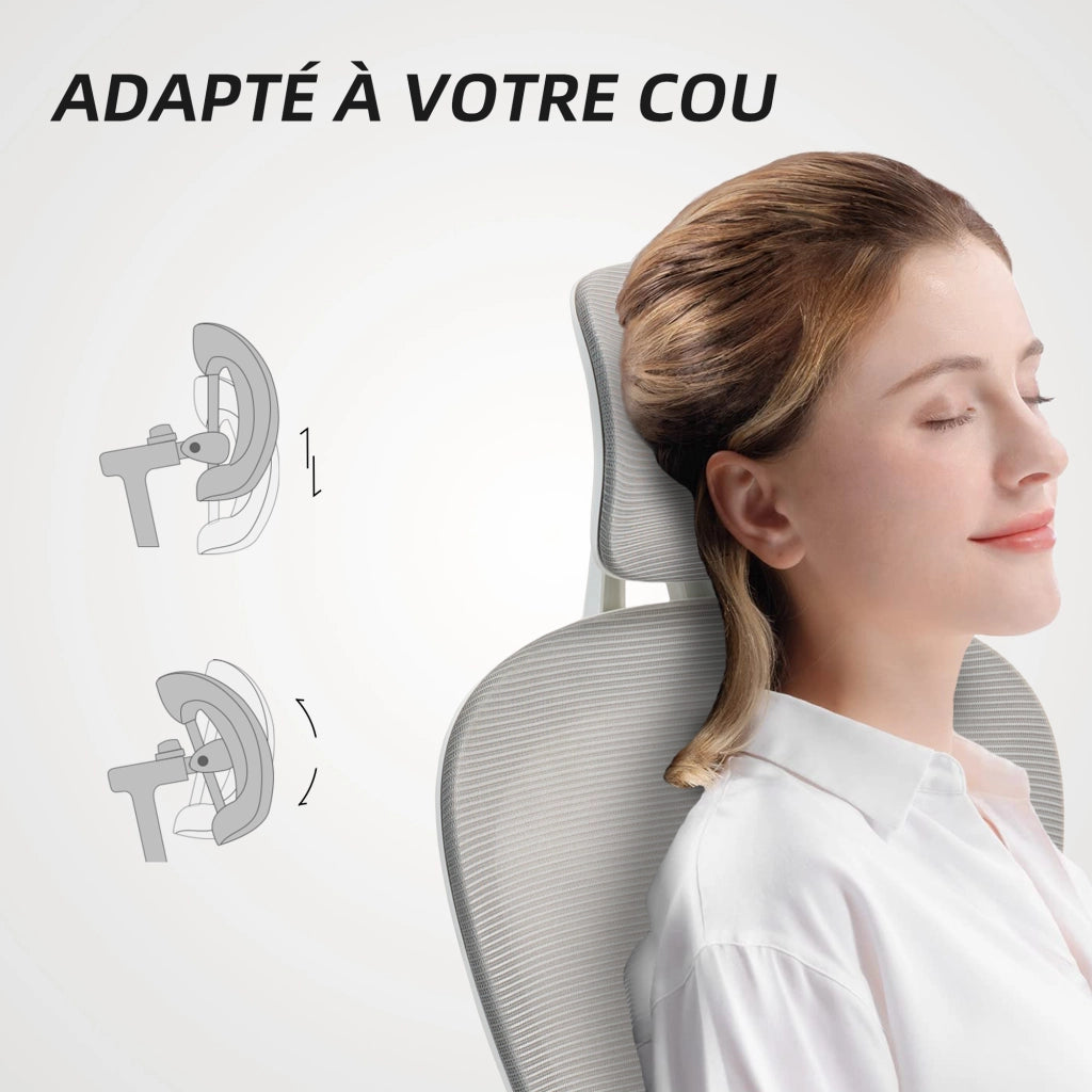 Sedia da ufficio ergonomica ¨C Zephmum ¨C Grigia, rete a doghe, 64x62x115 cm