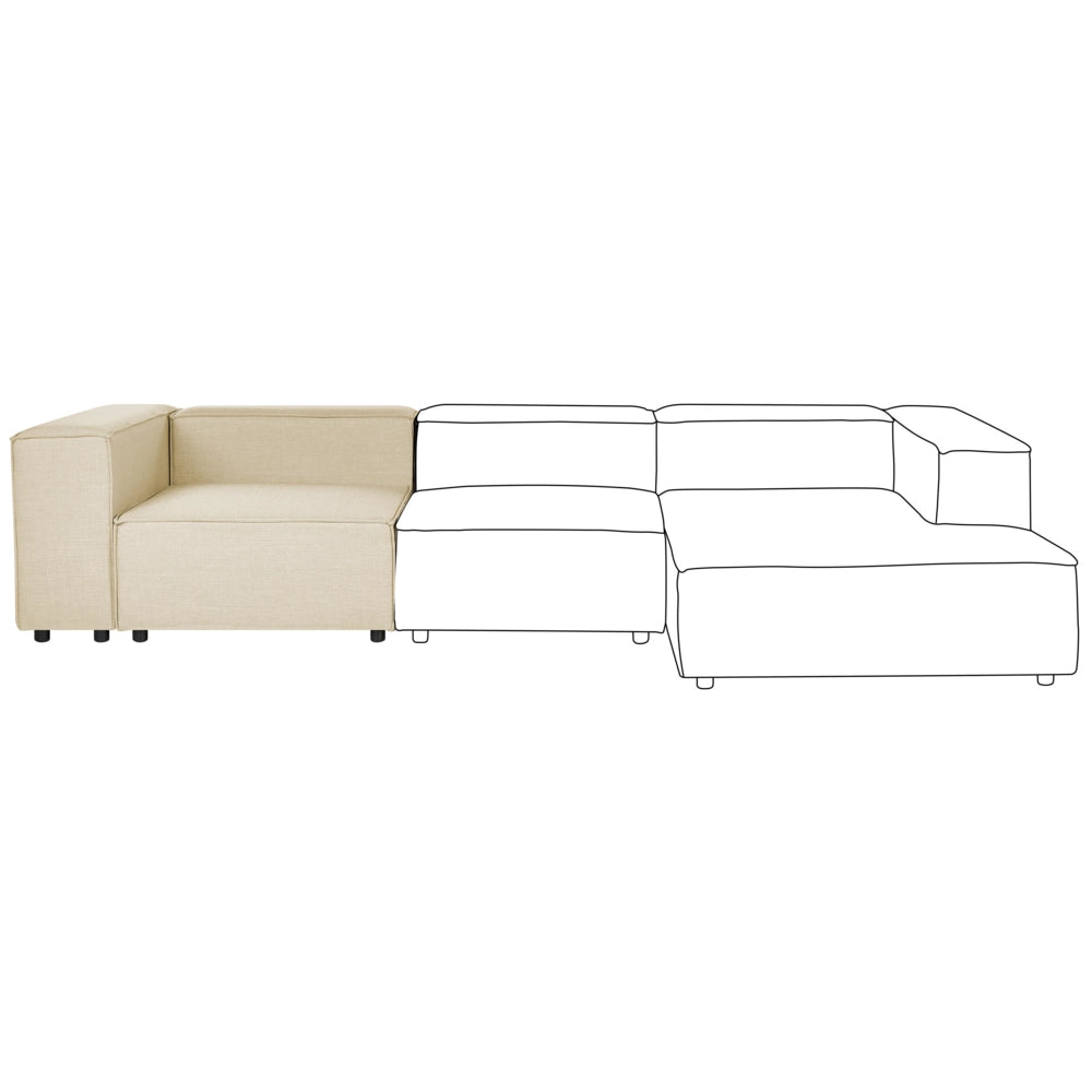 Modulo angolare a 1 posto rivestimento in lino di poliestere beige soggiorno stile moderno