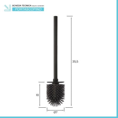Scopino di ricambio per wc con setole in silicone e manico nero in acciaio