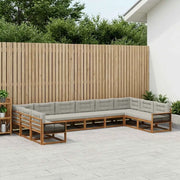 Set di divani da esterno 10 pcs Naturale e Grigio Chiaro 3382924