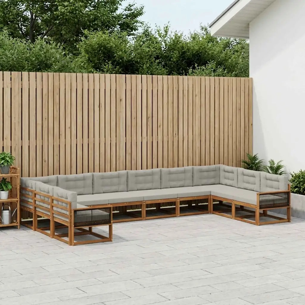 Set di divani da esterno 10 pcs Naturale e Grigio Chiaro 3382924