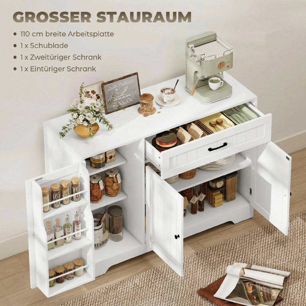 Cassettiera moderna per cucina con cassetti e scaffali regolabili ¨C zephmum ¨C bianco