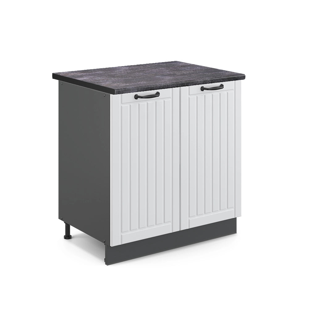 Mobile lavello cucina Fame-Line Bianco rustico/Antracite 80 cm con ripiano, PL Antracite Vicco
