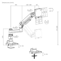 Braccio monitor da scrivania Supporto per schermi da 17 a 49" conforme a VESA, con molla a gas