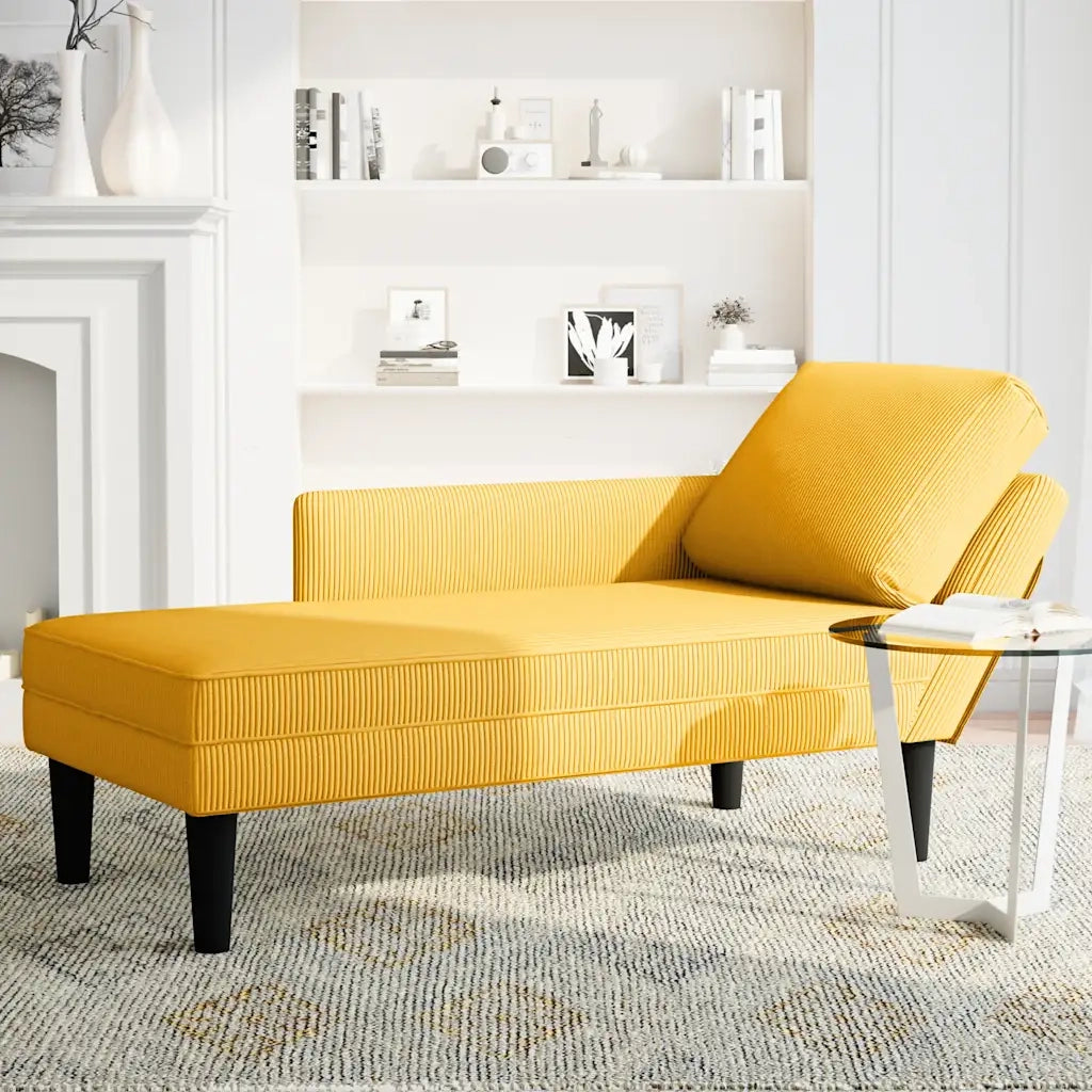 Sdraio con Cuscino Destro in Velluto a Coste Giallo Chiaro CFW2308617