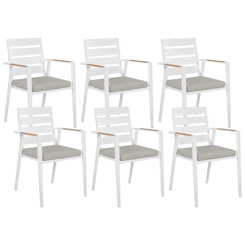 Set da pranzo metallo nero grigio con cuscini di seduta in alluminio 6 sedie