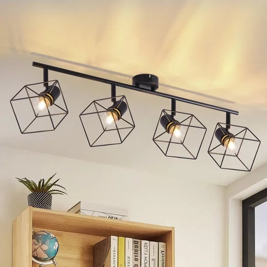 ZMH Faretto da soffitto 4 fiamme orientabile 350° lampada da soffitto vintage in metallo soggiorno