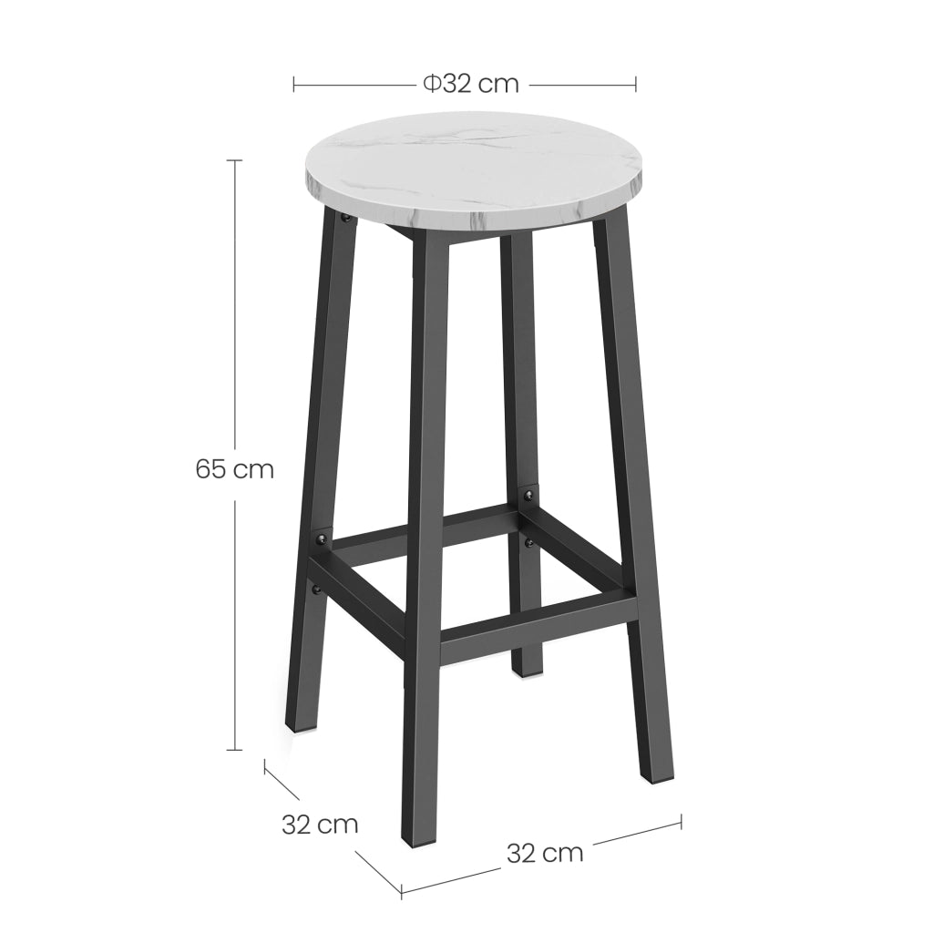 Sgabello da bar da cucina in marmo VALORA con gambe nere - Design rotondo ed elegante