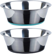 Hondenbak in acciaio inossidabile profondo, 2-pack, 1,92L, con superficie antiscivolo in silicone, ciotola per cibo e acqua per cani di tutte le taglie.