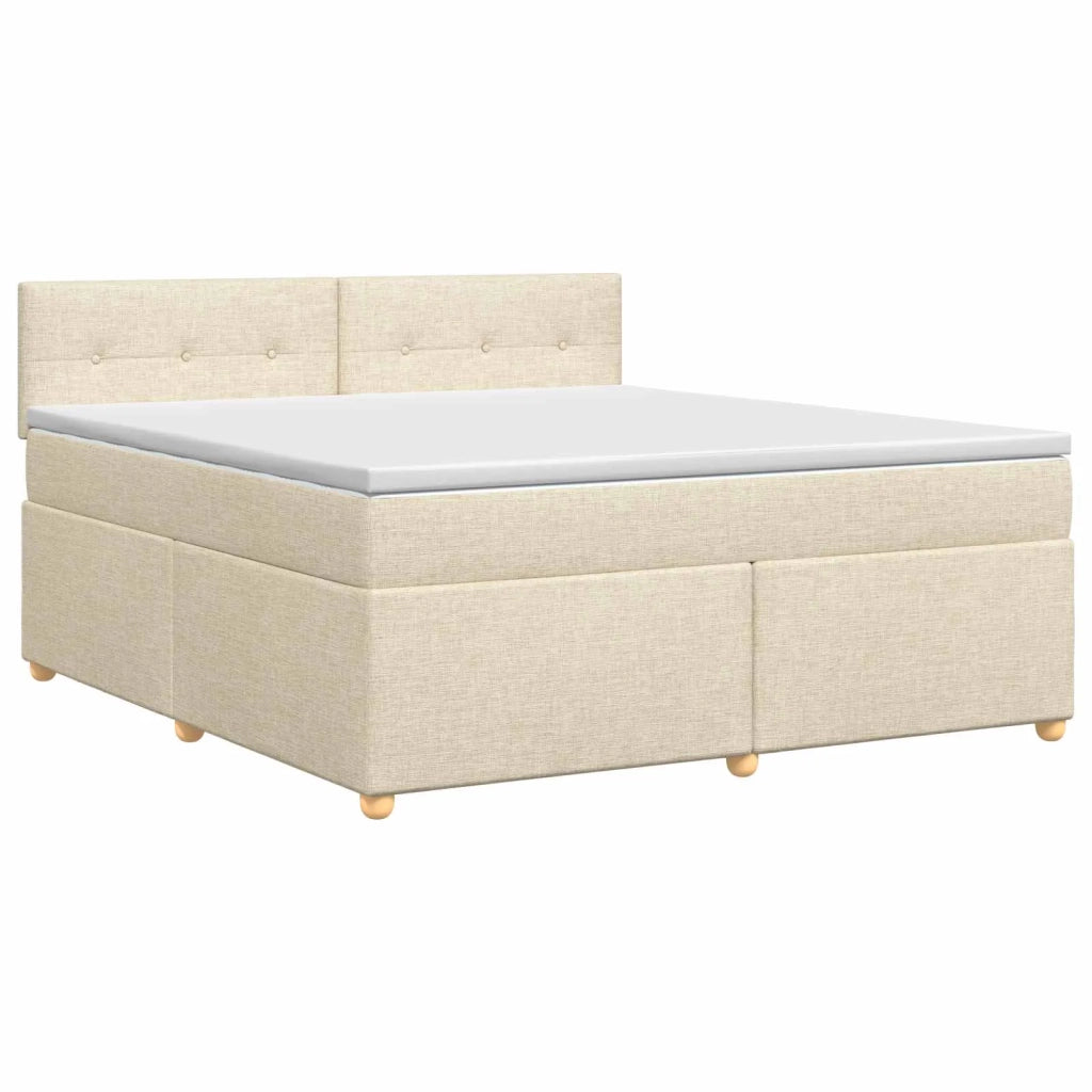 Letto box spring con materasso Crema 140 x 190 cm Tessuto 3450956