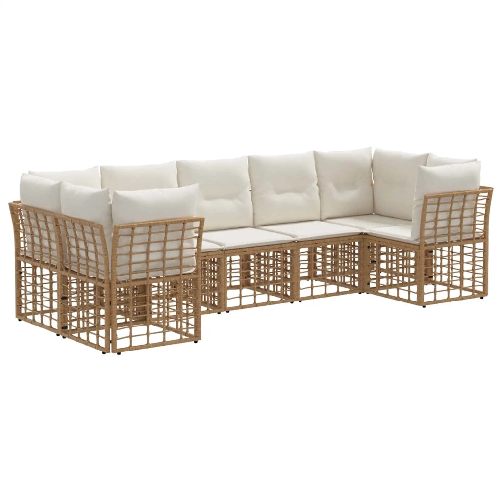 Set di divani da esterno 7 pcs Naturale e Bianco Crema