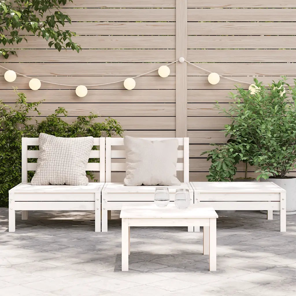 Divano da Giardino a 3 Posti in Legno Massello di Pino Bianco 838034