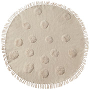Tappeto Beige Cotone ø 140 cm Rotondo Nappe Decorative Stile Boho Soggiorno Bambini Camera dei Bambini