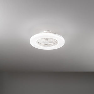 Ventilatore Moderno Ring Metallo Bianco Acrilico Trasparente Led 40W Cc