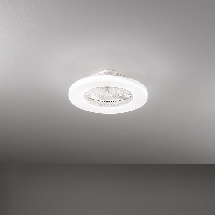 Ventilatore Moderno Ring Metallo Bianco Acrilico Trasparente Led 40W Cc