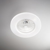 Ventilatore Moderno Ring Metallo Bianco Acrilico Trasparente Led 40W Cc