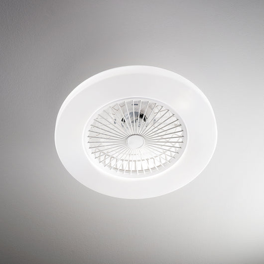 Ventilatore Moderno Ring Metallo Bianco Acrilico Trasparente Led 40W Cc