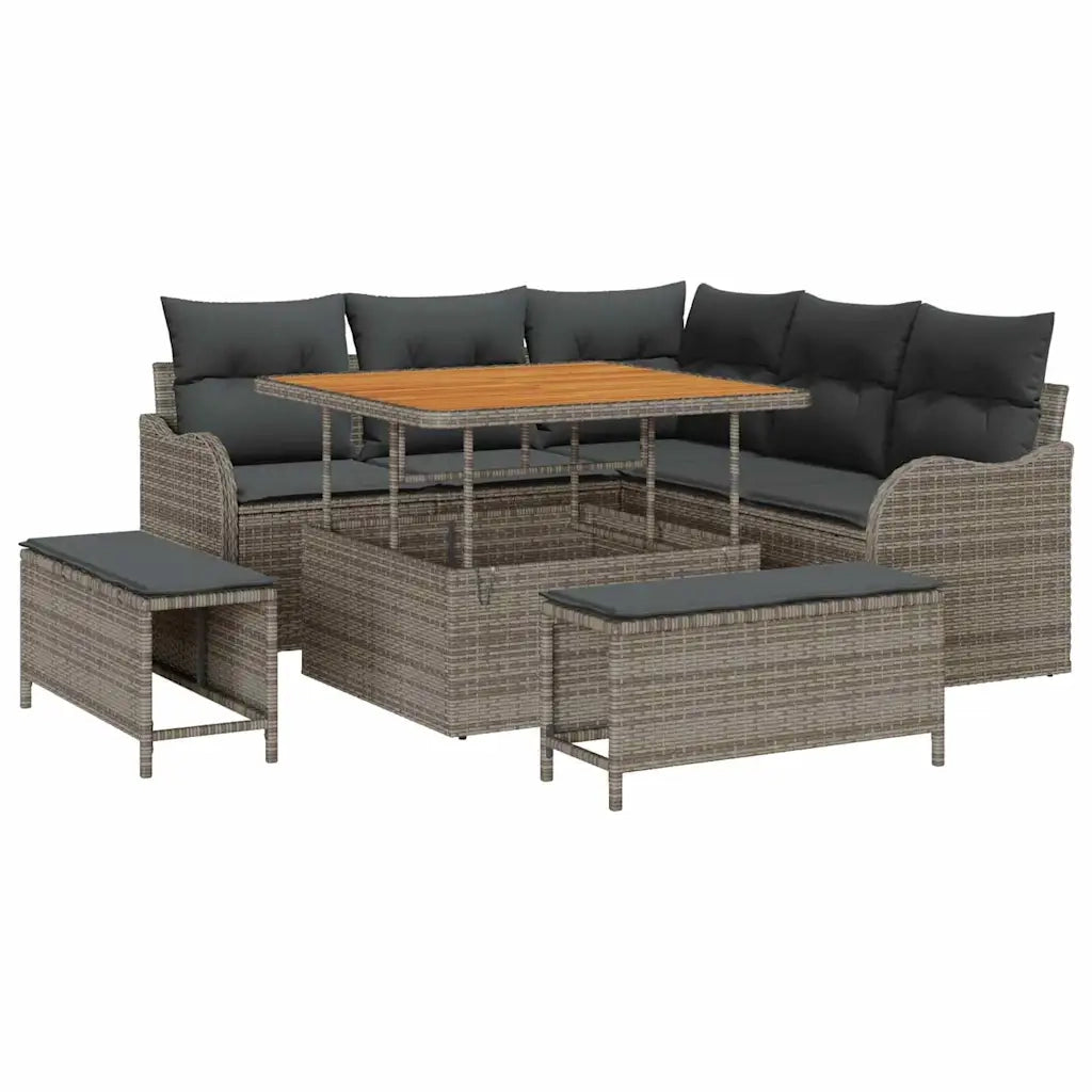 Set Divano da Giardino con cuscino 8 pcs Grigio polyrattan 3362258