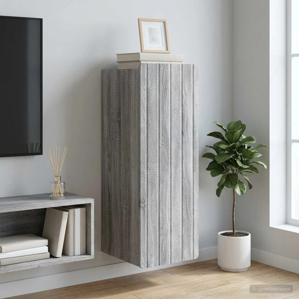 Mobiletto a muro Sonoma grigio 33 x 34,5 x 94 cm 898251
