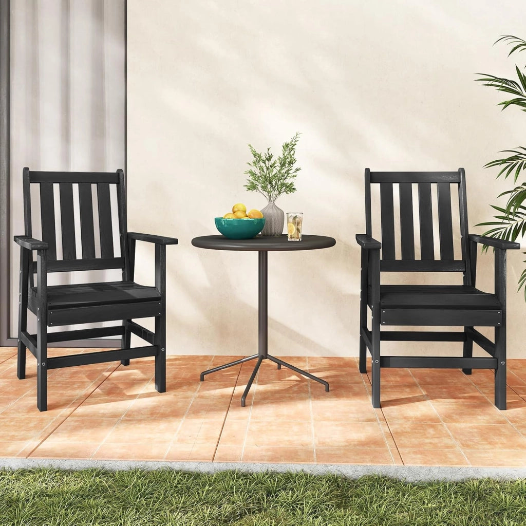 Sedie da giardino con design a lamelle, sedie da campeggio con schienale inclinato e braccioli, sedie da terrazza per veranda, balcone (nero)