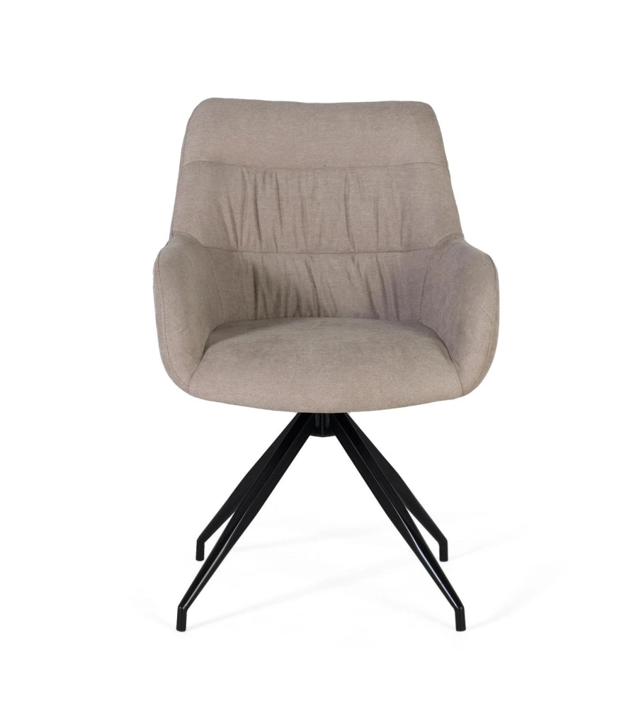 Set di 2 sedie girevoli rivestite in tessuto grigio e gambe in acciaio