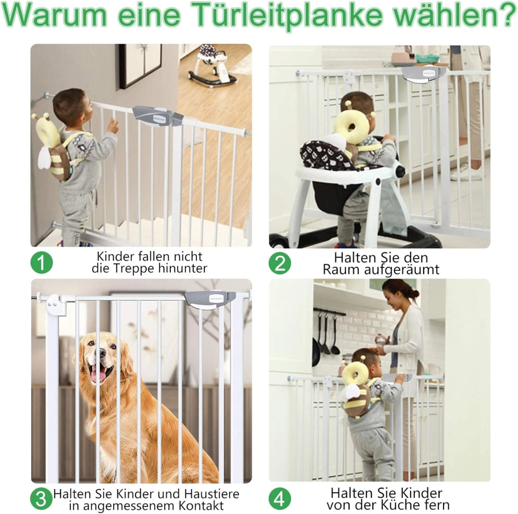 Griglia di protezione per scale, 100 cm, senza foratura, per porte e scale, con chiusura automatica, per bambini, per cani e bambini, per 105-115 cm (bianco), WR-(HAG1241D)