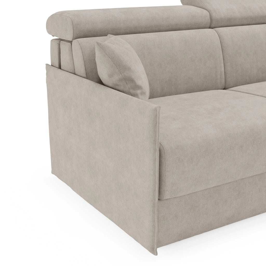 Miryam Divano letto con poggiatesta reclinabili e comfort maxi - design compatto in morbido tessuto smacchiabile T31 169 cm panna
