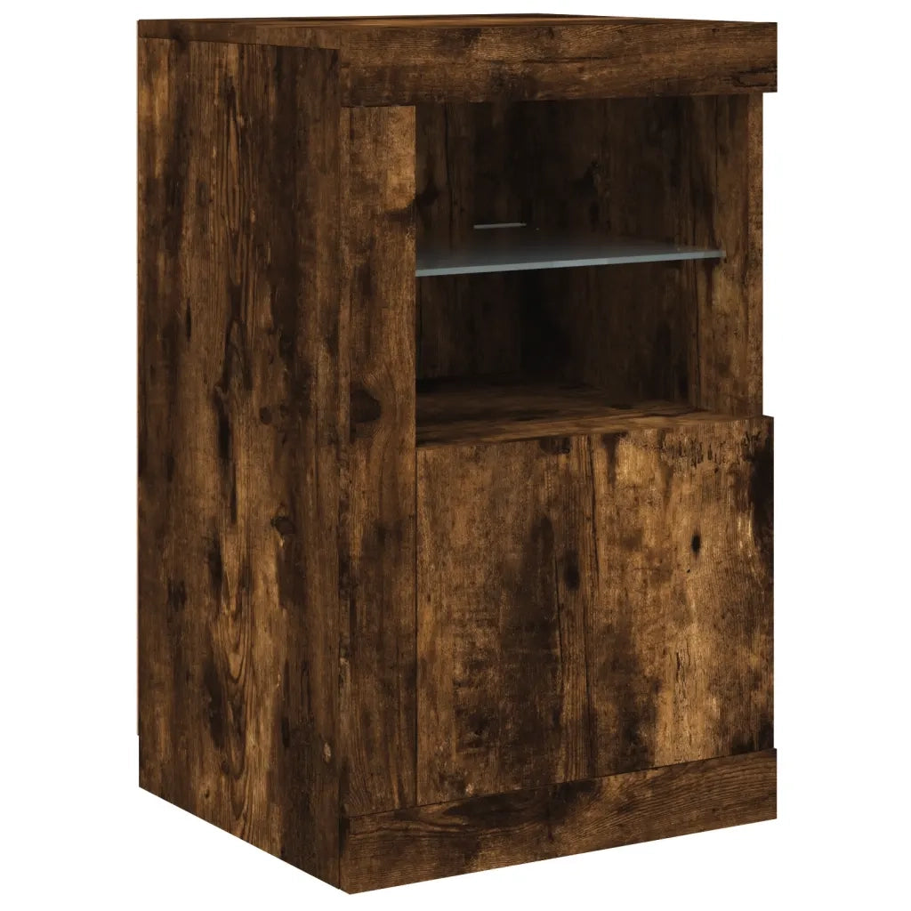 Credenza con Luci LED Rovere Fumo 142,5x37x67 cm 3209090