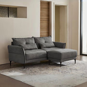 Divano 3 Posti Nutmeg con pouf in tessuto grigio scuro 196x76x86H