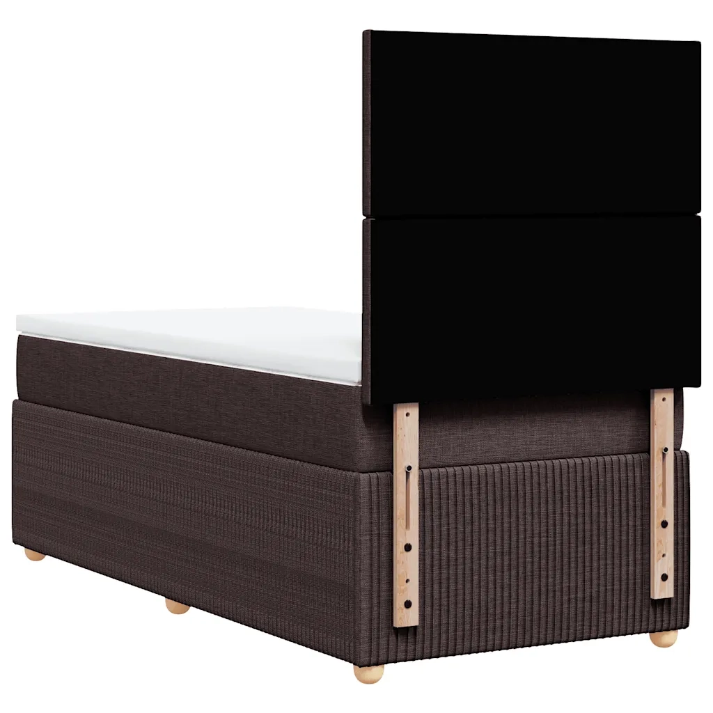 Giroletto a Molle con Materasso Marrone Scuro 80x200 cm Tessuto
