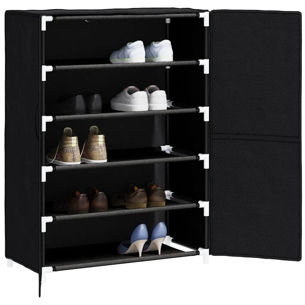 Scarpiera-Scaffale per scarpe Nera 60x28x90 cm Tessuto