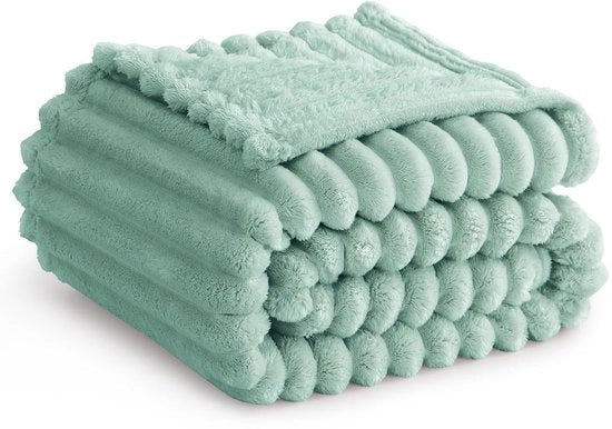 Fleece morbido coperta di confort - design moderno - 1 pezzo - verde salsiccia - 130x150 cm