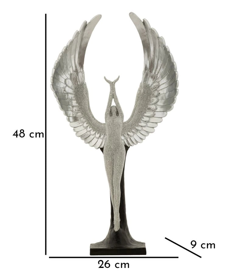 Statuetta Sparky 26x9x48 cm in Resina Argento e Nero
