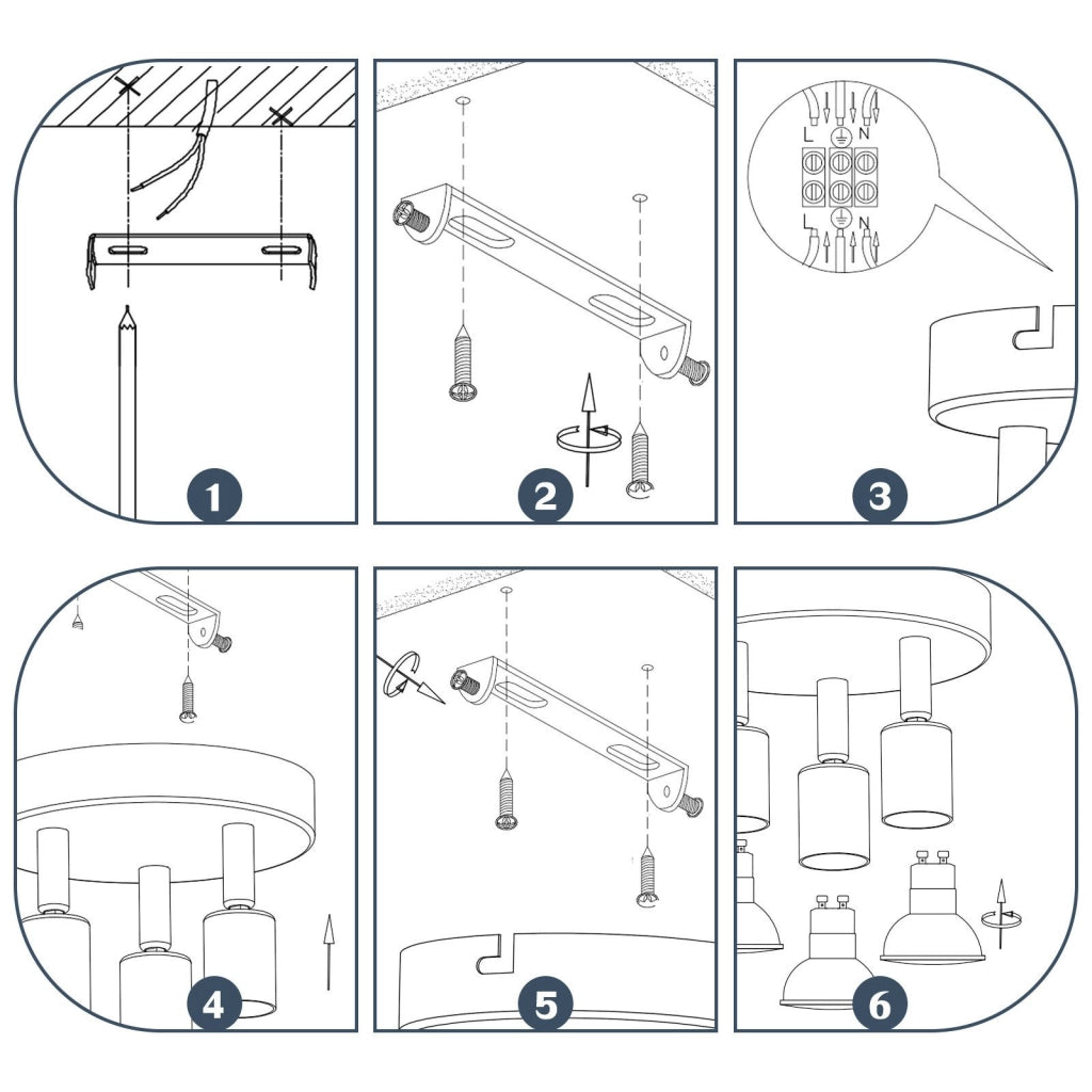 ZMH Faretto da soffitto bianchi 3 luci GU10 moderni rotondi orientabili 350° per cucina soggiorno senza lampadina