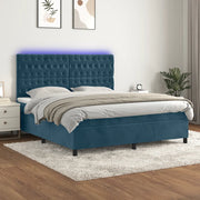 Letto a Molle con Materasso e LED Blu Scuro 180x200 cm 3136321