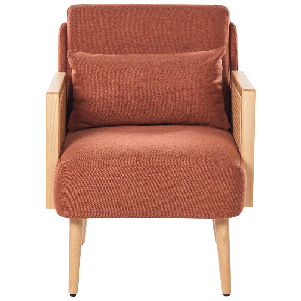 Poltrona Arancione Poliestere Struttura in legno con intreccio in rattan Gambe in legno Tappi delle gambe in plastica con cuscino Stile tradizionale Soggiorno Camera da letto