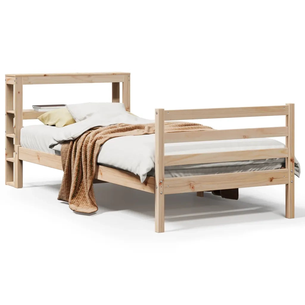 Letto senza Materasso-Struttura Letto 75x190 cm in Legno Massello Pino 616070