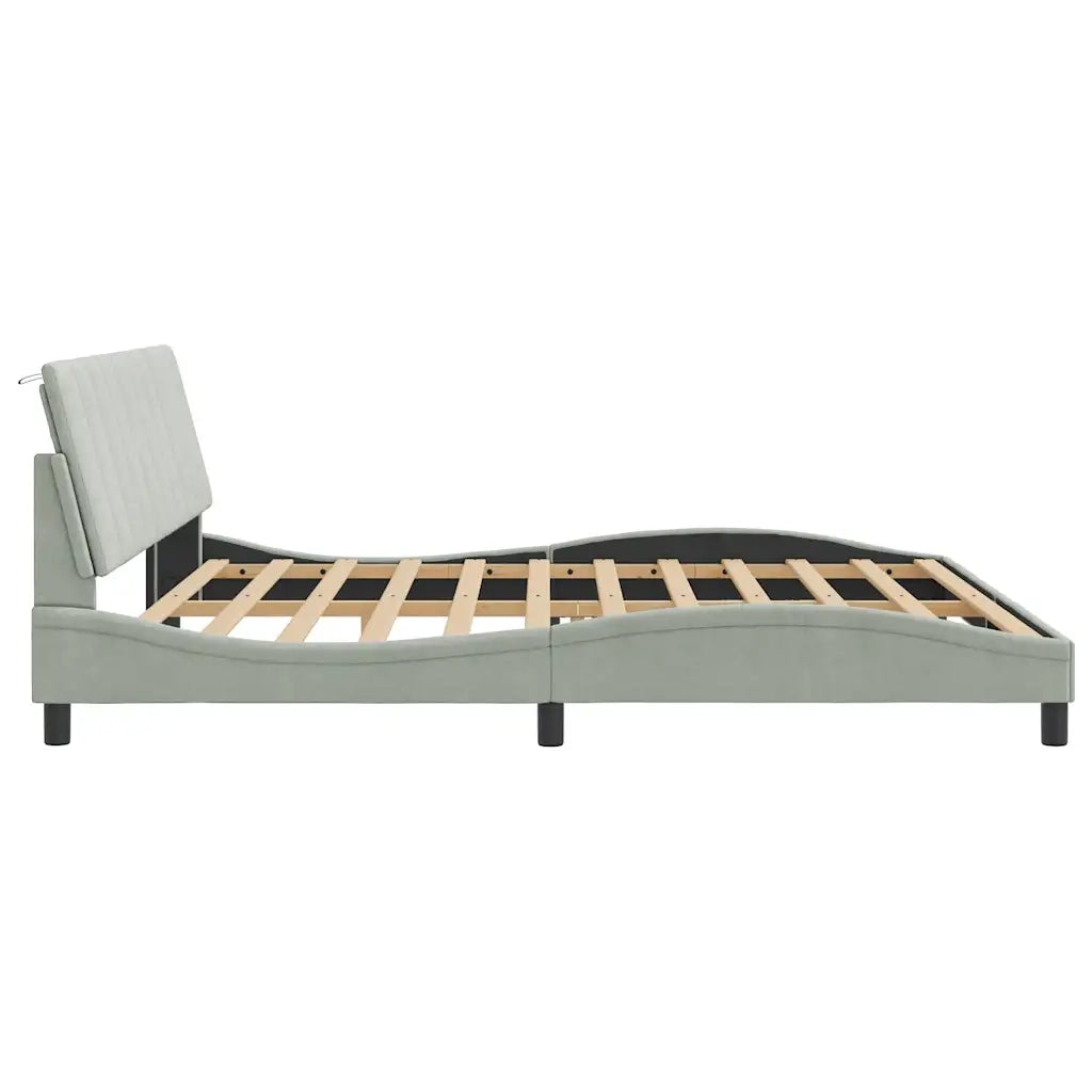 Giroletto senza Materasso-Struttura Letto Hanko Grigio Chiaro 200x200 cm Velluto