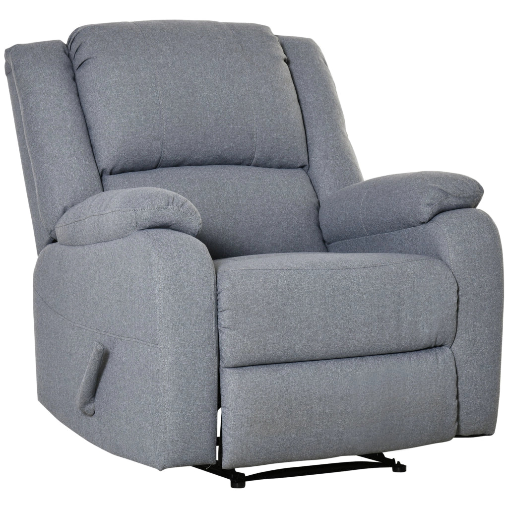 Poltrona relax reclinabile con poggiapiedi e tasca laterale, grigio chiaro, in poliestere, struttura in acciaio, 87 x 96 x 98 cm