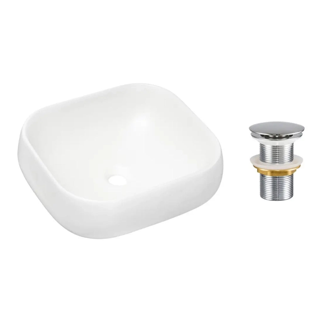 Lavabo da appoggio rettangolare 45x40 cm bianco opaco con piletta click clack