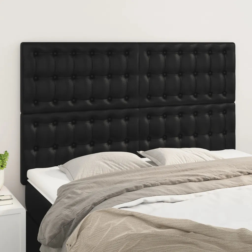 Testiera-Testata-Testiera Decorativa Nera 144x5x118/128 cm in Similpelle 655395