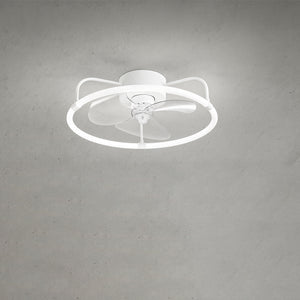 Ventilatore Moderno Lem Metallo Bianco Acrilico Trasparente Led 30W Cct