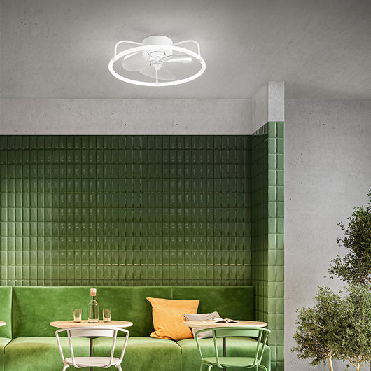 Ventilatore Moderno Lem Metallo Bianco Acrilico Trasparente Led 30W Cct